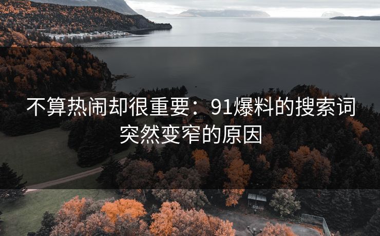 不算热闹却很重要：91爆料的搜索词突然变窄的原因