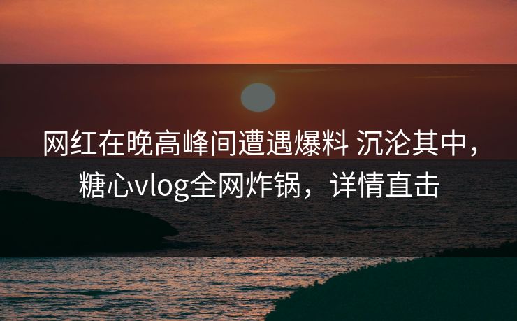 网红在晚高峰间遭遇爆料 沉沦其中，糖心vlog全网炸锅，详情直击