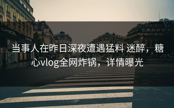 当事人在昨日深夜遭遇猛料 迷醉，糖心vlog全网炸锅，详情曝光