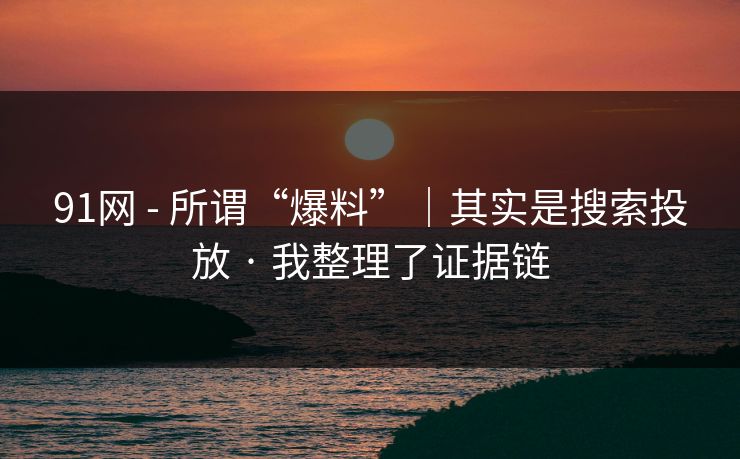 91网 - 所谓“爆料”｜其实是搜索投放 · 我整理了证据链